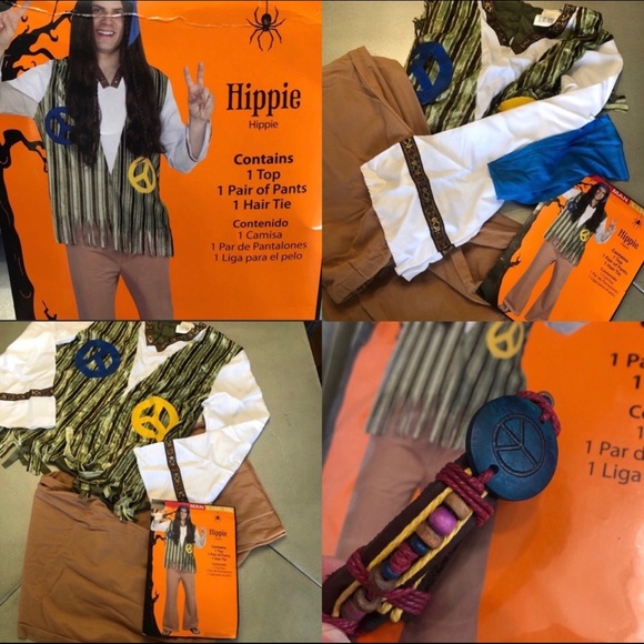 - Other - HIPPIE COSTUME/top/pants/hair tie-LARGE 36-38 free